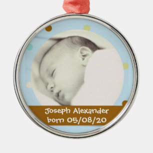 Baby polka dot custom Foto Ornament Aus Metall