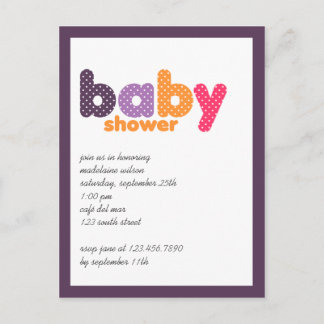 Baby Polka Lila ・ Einladung zur Kinderdusche
