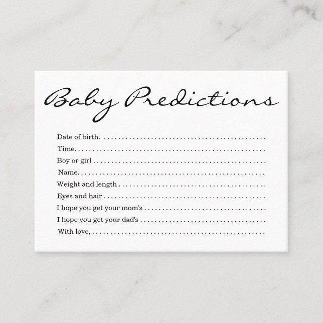 Baby Predication Card Kinderdusche - Einfach Telefonnummerkarte (Vorderseite)