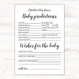 Baby Predications and Wish Baby Shower Game Karte