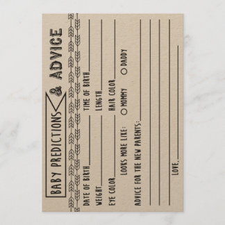 Baby Predictions & Advice Baby Shower Game Einladung