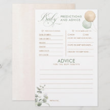 Baby Predictions and Advice Baby Shower Game