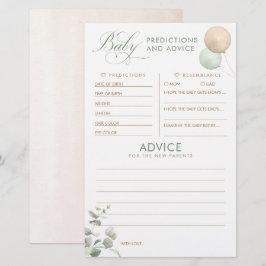 Baby Predictions and Advice Baby Shower Game