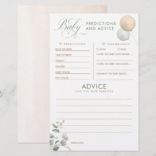 Baby Predictions and Advice Baby Shower Game