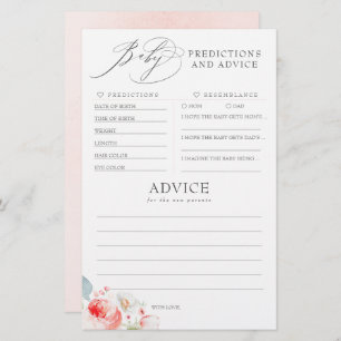 Baby Predictions and Advice Baby Shower Game