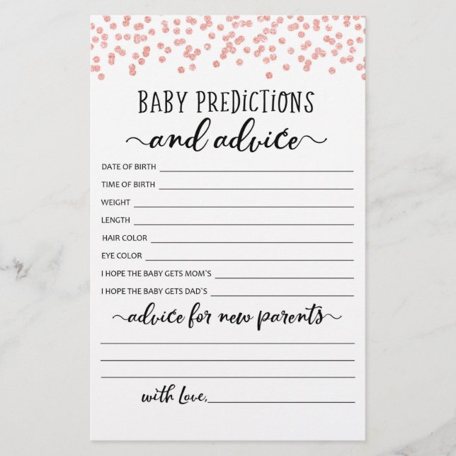Baby Predictions and Advice Baby Shower Party (Vorderseite)