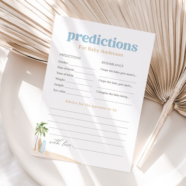 Baby Predictions and Advice Beach Baby Shower Game Einladung (Von Creator hochgeladen)
