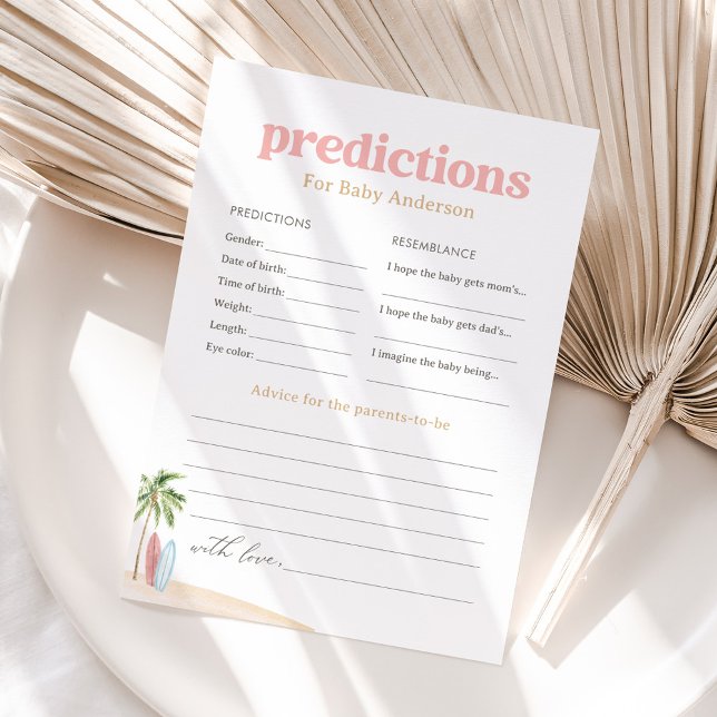 Baby Predictions and Advice Beach Baby Shower Game Einladung (Von Creator hochgeladen)