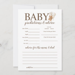 Baby Predictions and Advice Teddy Bear Game Einladung