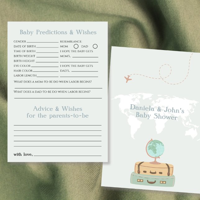 Baby Predictions and Wish Adventure Baby Shower Karte (Baby Predictions and Wishes Adventure Baby Shower Card)
