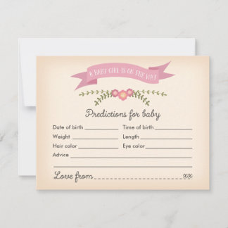 Baby Predictions - Baby Shower Game Card Hinweiskarte