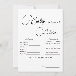Baby Predictions Baby Shower Game Einladung