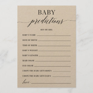 Baby Predictions Baby Shower Game Programm
