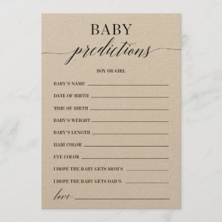 Baby Predictions Baby Shower Game Programm