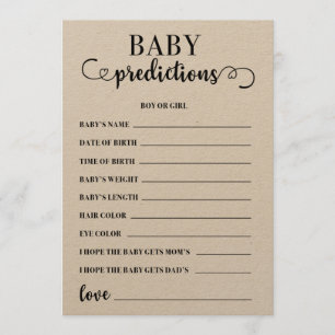 Baby Predictions Baby Shower Game Programm
