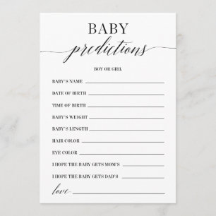 Baby Predictions Baby Shower Game Programm
