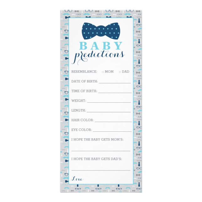 Baby Predictions Card, Bow Krawatte Babydusche Werbekarte (Vorne)