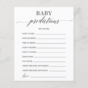 Baby Predictions Minimalistisch Baby Shower Game