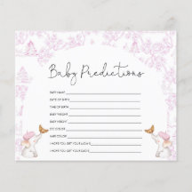Baby Predictions Pink Toile Baby Shower Game