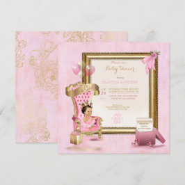 Baby Princess Tutu Crown Gold Pink Royal Einladung