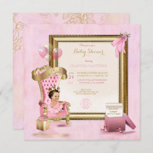 Baby Princess Tutu Crown Gold Pink Royal Einladung