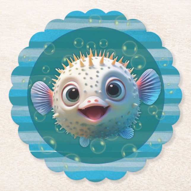 Baby Pufferfish Paper Coasters Untersetzer (Vorderseite)