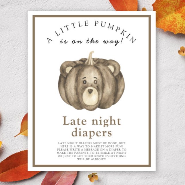 Baby Pumpkin Bear Spate night diaper game Poster (Von Creator hochgeladen)