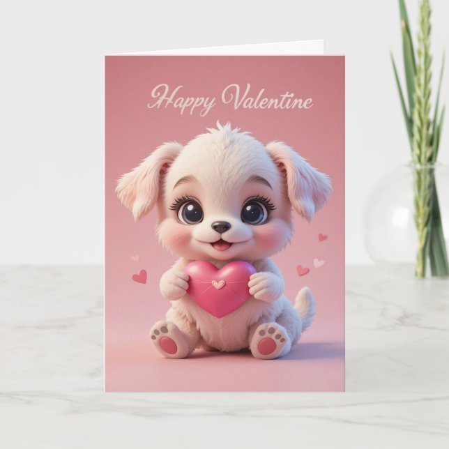  Baby Pup Valentine Cute Happy Valentines Day Love Karte (Vorderseite)