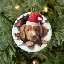 Baby Puppy in Weihnachtsmannmütze - 3D
