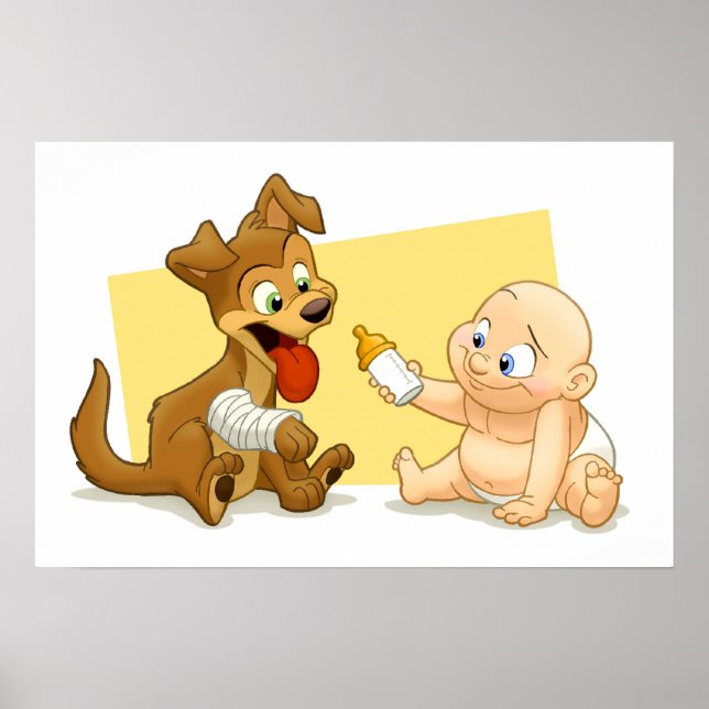Baby & Puppy Print Poster (Vorne)