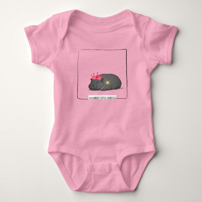 Baby Pygmy Hippo Princess Illustration Strampler (Vorderseite)