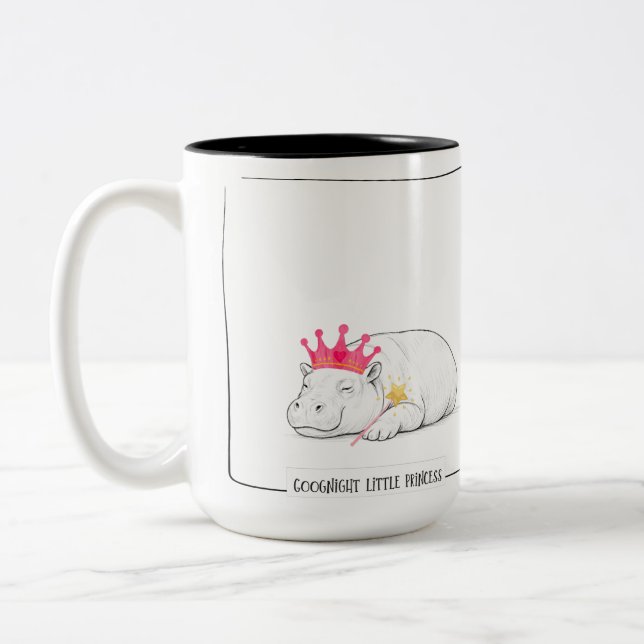 Baby Pygmy Hippo Princess Mug Zweifarbige Tasse (Links)