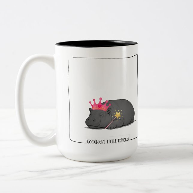 Baby Pygmy Hippo Princess Mug Zweifarbige Tasse (Links)