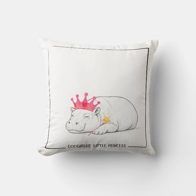 Baby Pygmy Hippo Princess Throw Pillow Kissen (Vorderseite)