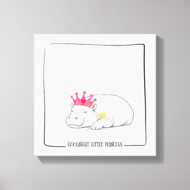 Baby Pygmy Hippo Princess Wall Canvas Leinwanddruck (Vorderseite)