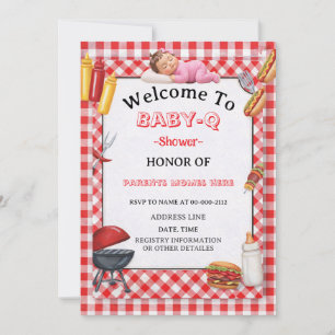 Baby-Q-Baby-Einladung zur Babyparty & BBQ-Paare-Ba Einladung