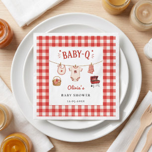 Baby Q Baby Shower Gingham Wäscheleine & Grill Serviette