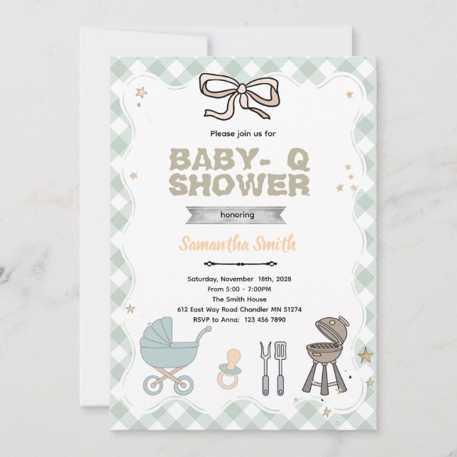Baby Q Baby Shower party Invitation Einladung (Vorderseite)