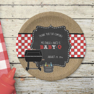Baby Q Babydusche Dekoration, Grillen im Hinterhof Pappteller