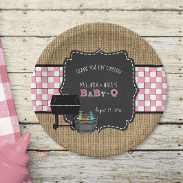 Baby Q Babydusche Dekoration, rustikale Wandtafel  Pappteller