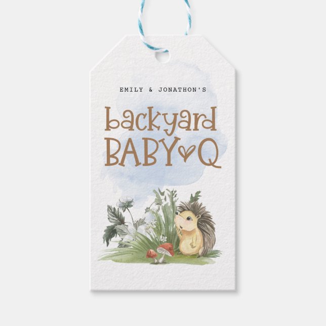 Baby Q Backyard Baby Dusche Woodland Vielen Dank Geschenkanhänger (Vorderseite)