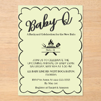 Baby-Q Backyard Baby Shower   BBQ Baby  Acryleinladungen