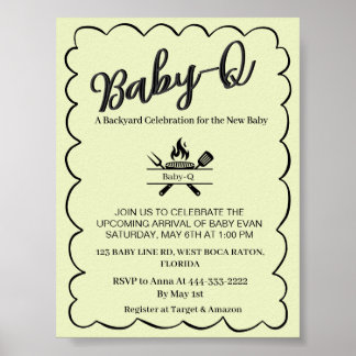 Baby-Q Backyard Baby Shower BBQ Baby  Poster