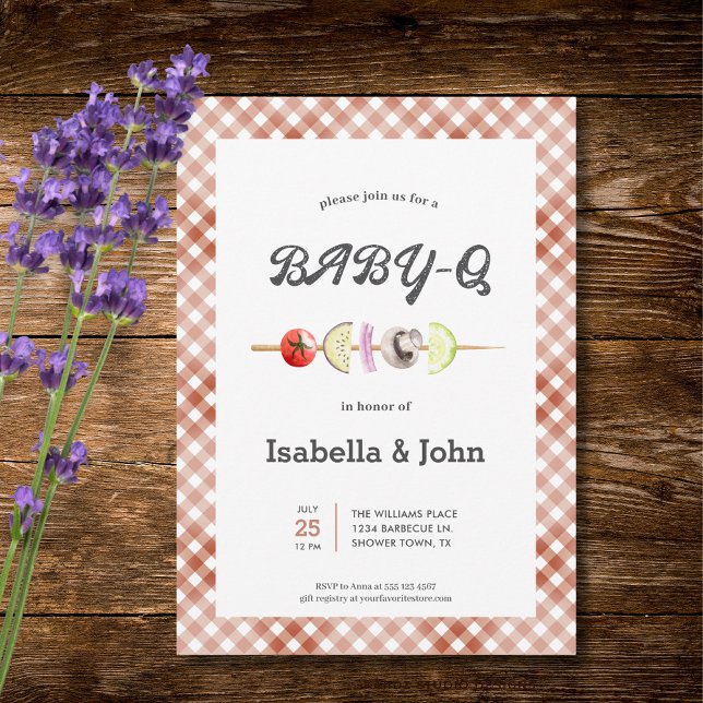 Baby Q Barbecue Baby Shower Invitation Einladung (Front of the invitation is shown in 5x7-inch. Choose size, paper, and corner style.)