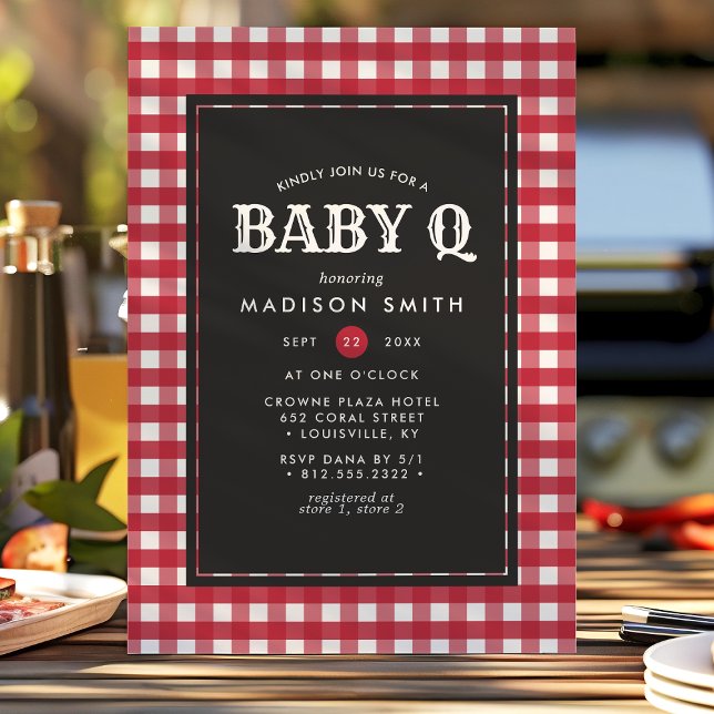 Baby Q Barbeque Red Summer Country Baby Dusche Einladung (Von Creator hochgeladen)
