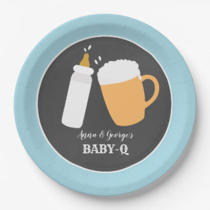 Baby-Q Beer Barbecue Co-Ed Duschplatte - Blau Pappteller
