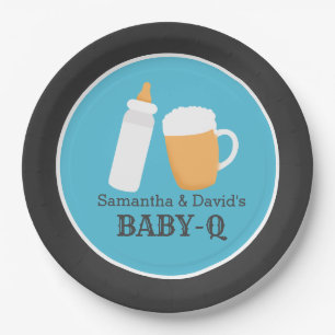 Baby-Q-Bier-Barbecue-Co-Ed-Duschplatte - Blau Pappteller