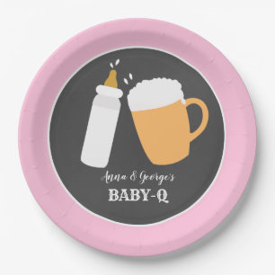 Baby-q Bier-Grill Co-Ed Duschen-Platte - Rosa Pappteller