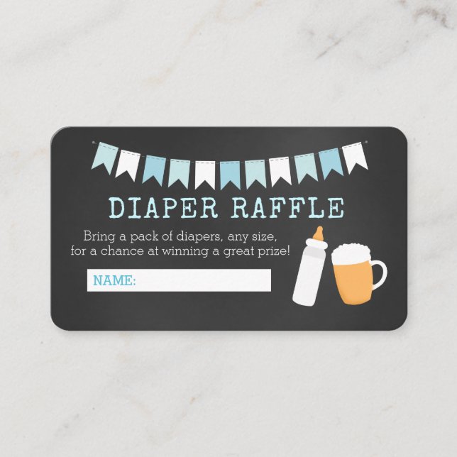 Baby-Q Blue Flasche und Bier Diaper Raffle Cards Begleitkarte (Vorderseite)