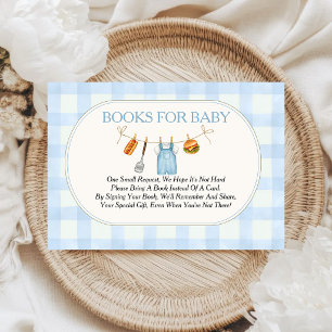 Baby-Q Blue Gingham Baby Shower Bücher für Baby Begleitkarte